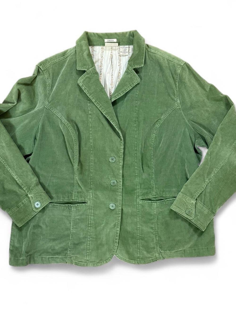 Vintage Y2K St. John’s Bay Green Corduroy Blazer Stretch Jacket Women’s 3X